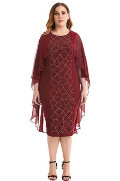 Plus Size Royal Blue Mother Of The Bride Dress With Cape -Zapaka Sales Store CGGXH0108 Purplish 1 first