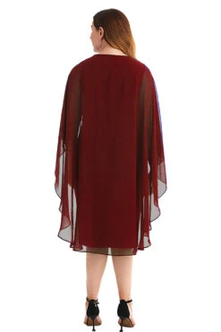 Plus Size Royal Blue Mother Of The Bride Dress With Cape -Zapaka Sales Store CGGXH0108 Purplish 2