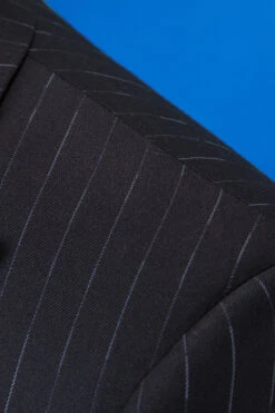 Black Striped Double-Breasted Peaked Lapel 3-Piece Men's Suit -Zapaka Sales Store CGGXH01091 Black 5