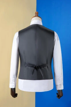 Black Peaked Lapel 3-Piece Men's Suit Tuxedo -Zapaka Sales Store CGGXH01093 Black 5