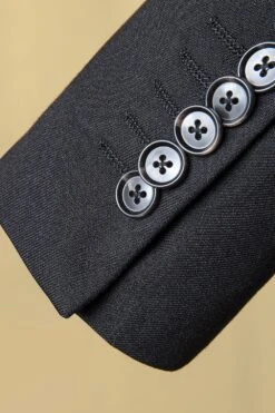 Black Peaked Lapel 3-Piece Men's Suit Tuxedo -Zapaka Sales Store CGGXH01093 Black 6