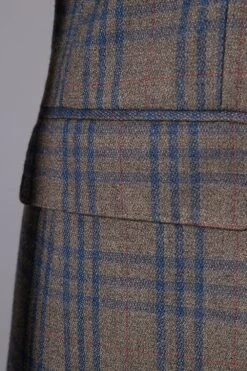 Brown Plaid Peaked Lapel Double-Breasted 2-Piece Men's Suit -Zapaka Sales Store CGGXH01097 Brown 5