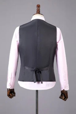 Grey Plaid 3-Piece Peaked Lapel Men's Suit -Zapaka Sales Store CGGXH01100 Grey 6