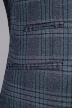 Grey Plaid 3-Piece Peaked Lapel Men's Suit -Zapaka Sales Store CGGXH01100 Grey 7