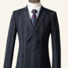 Black Pinstriped Double-Breasted 3-Piece Men's Suit