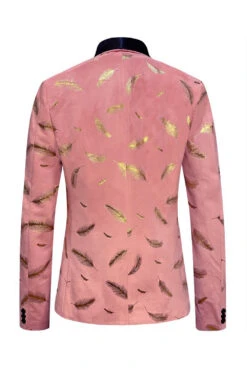 Turquoise Jacquard Shawl Lapel Men's Prom Blazer -Zapaka Sales Store CGGXH01192 Pink 2