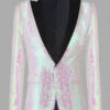 Sparkly White Sequins Peak Lapel Men's Prom Blazer