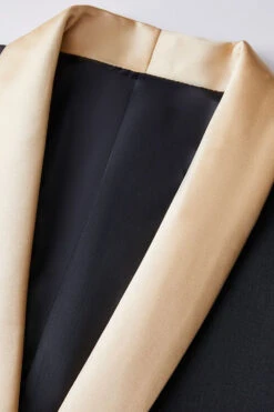 Black And Champagne 3 Piece Shawl Lapel Men's Prom Suits -Zapaka Sales Store CGGXH01201 Champagne 4