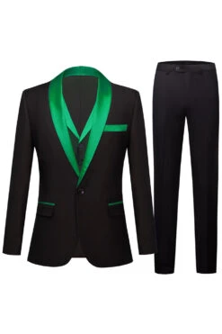 Black And Champagne 3 Piece Shawl Lapel Men's Prom Suits -Zapaka Sales Store CGGXH01201 Green