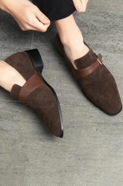 Black Slip-On Monk Men's Shoes -Zapaka Sales Store CGGXH0168 20Brown 1