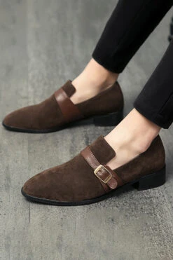 Black Slip-On Monk Men's Shoes -Zapaka Sales Store CGGXH0168 20Brown 2