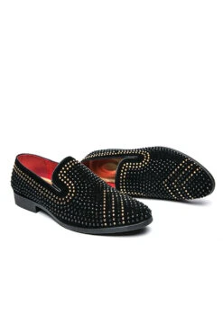 Black Beaded Slip-On Party Men's Shoes -Zapaka Sales Store CGGXH0181 20Black 2