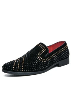 Black Beaded Slip-On Party Men's Shoes -Zapaka Sales Store CGGXH0181 20Black 4