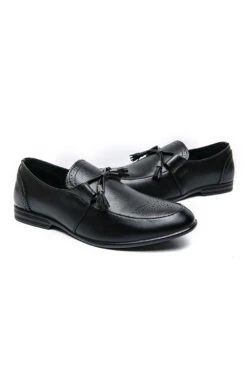 Black Leather Slip-On Fringe Men's Shoes -Zapaka Sales Store CGGXH0182 20Black 2