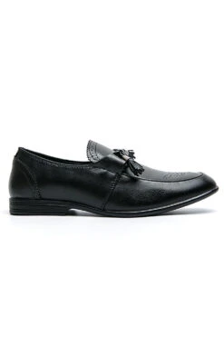 Black Leather Slip-On Fringe Men's Shoes -Zapaka Sales Store CGGXH0182 20Black 4