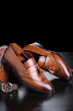 Black Slip-On Fringe Men's Party Shoes -Zapaka Sales Store CGGXH0190 20Brown 1