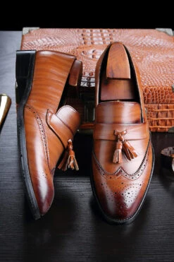 Black Slip-On Fringe Men's Party Shoes -Zapaka Sales Store CGGXH0190 20Brown 3