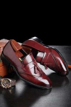 Black Slip-On Fringe Men's Party Shoes -Zapaka Sales Store CGGXH0190 20Red 1