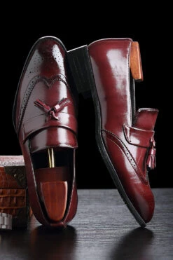 Black Slip-On Fringe Men's Party Shoes -Zapaka Sales Store CGGXH0190 20Red 4