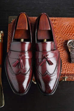 Black Slip-On Fringe Men's Party Shoes -Zapaka Sales Store CGGXH0190 20Red 5