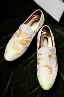 Pink Jacquard Slip-On Men's Shoes -Zapaka Sales Store CGGXH0197 20Yellow 2
