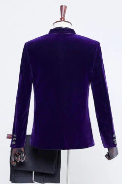 Black Two-Pieces Velvet Men's Tuxedo For Party -Zapaka Sales Store CGGXH0230 Purple 2