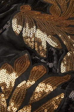 Black And Gold Jacquard Sequins Men's 2 Piece Prom Suits -Zapaka Sales Store CGGXH0232 BlackGolden 4