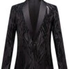 Black Jacquard One Button Men's Blazer