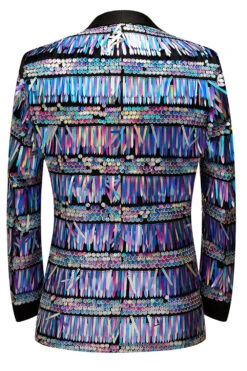 Glitter Golden Sequins Men's Blazer -Zapaka Sales Store CGGXH0261 Blue 2