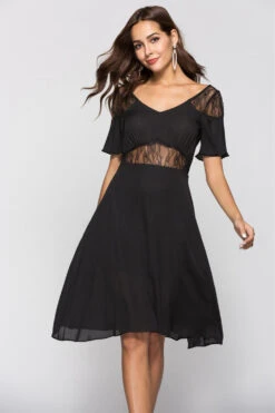 A-line Black Cocktail Dress With Lace