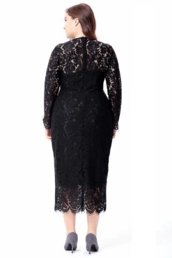 Plus Size Long Sleeves Wedding Guest Dress -Zapaka Sales Store CGGXH0370 Black 2