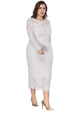 Plus Size Long Sleeves Wedding Guest Dress -Zapaka Sales Store CGGXH0370 White 5