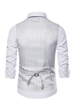 Double Breasted Men's Big V Neck Suit Vest -Zapaka Sales Store CGGXH0512 Black 2