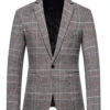 Brown Grid Business Blazer For Men