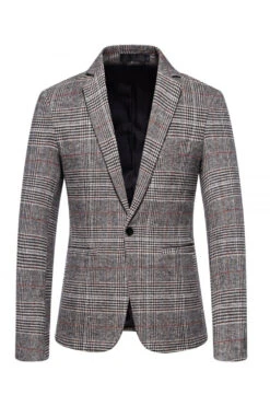 Brown Grid Business Blazer For Men