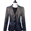 Glitter Navy Sequins Single-Breasted Men's Blazer