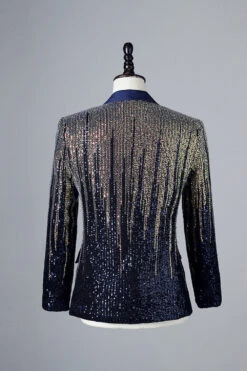 Glitter Navy Sequins Single-Breasted Men's Blazer -Zapaka Sales Store CGGXH0556 Multicolor 2