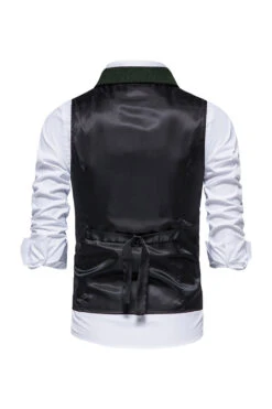 Single Breasted Lapel Navy Men's Suit Vest -Zapaka Sales Store CGGXH0592 Dark Green 2