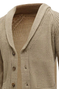Khaki Shawl Collar Long Sleeves Men's Cardigan Sweater -Zapaka Sales Store CGGXH0611 Khaki 6