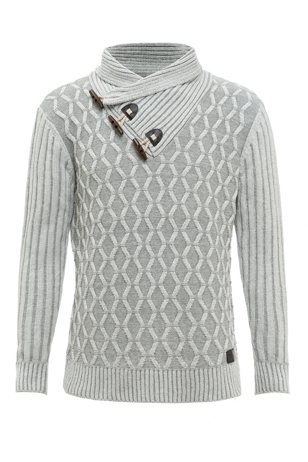 Grey Stand Collar Men's Pullover Sweater 1 Grey Stand Collar Men's Pullover Sweater