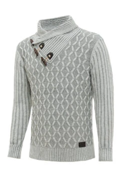 Grey Stand Collar Men's Pullover Sweater 8 Grey Stand Collar Men's Pullover Sweater -Zapaka Sales Store CGGXH0630 Grey 3