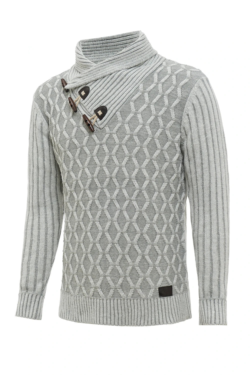 Grey Stand Collar Men's Pullover Sweater 3 Grey Stand Collar Men's Pullover Sweater - Image 3