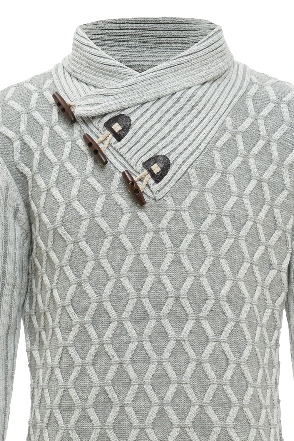 Grey Stand Collar Men's Pullover Sweater 4 Grey Stand Collar Men's Pullover Sweater - Image 4