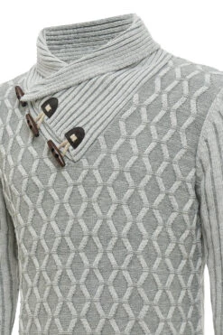 Grey Stand Collar Men's Pullover Sweater 11 Grey Stand Collar Men's Pullover Sweater -Zapaka Sales Store CGGXH0630 Grey 6