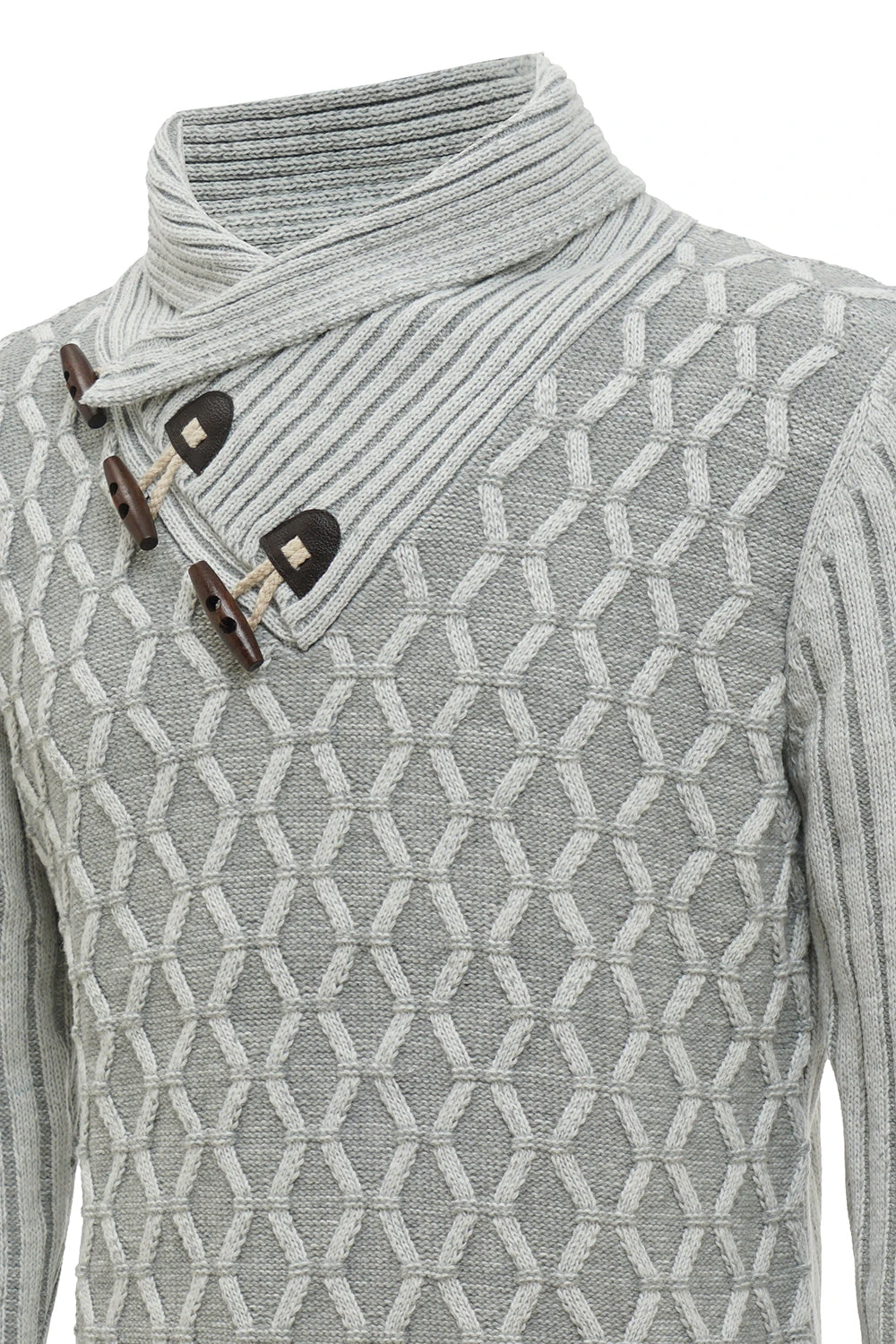 Grey Stand Collar Men's Pullover Sweater 6 Grey Stand Collar Men's Pullover Sweater - Image 6