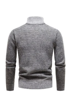 Burgundy Men's Casual Stand Collar Sweater -Zapaka Sales Store CGGXH0640 Grey 2