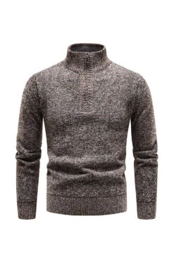 Burgundy Men's Casual Stand Collar Sweater -Zapaka Sales Store CGGXH0640 Grey Coffee 1 first