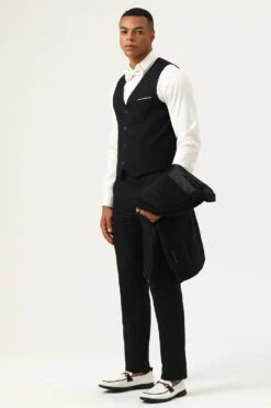 3 Piece Black Shawl Lapel Single Breasted Men's Suits -Zapaka Sales Store CGGXH0720 Black 6 1d7400f4 03e8 464e ab1c 31bab55306f7