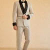 Grey Shawl Lapel Double Breasted 2 Piece Men's Suits