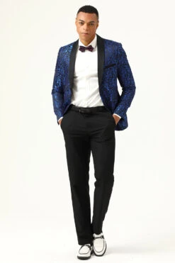 One Button Red Shawl Lapel Jacquard Men's Prom Blazer -Zapaka Sales Store CGGXH0729Blue 4 fd7d0e54 1b3e 48cc a151 1a962a2eea0b